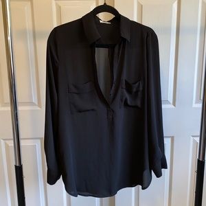 Pleione black halfway button up, size SMALL